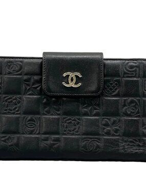 CHANEL Icon Black Lambskin Long Wallet